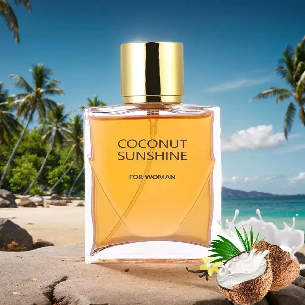 Women's Long-Lasting Coconut Scent Perfume - Plant-Based Fragrance Bottle, Natural Light Scent, Ideal for Dates, Parties, Gift-Giving, Elegant Packaging