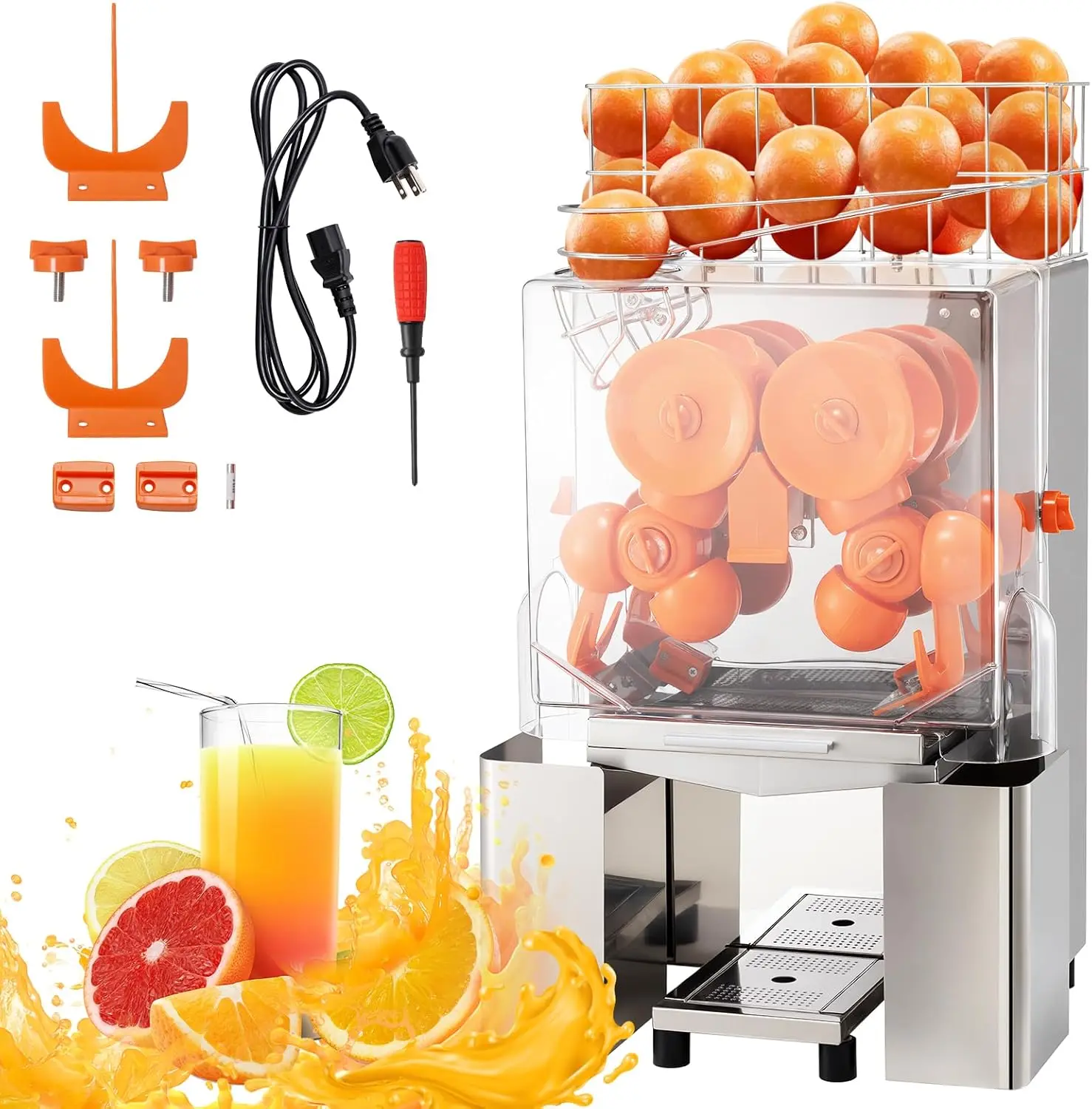 TECSPACE Commercial Juicer Machine,120W Orange Squeezer,Heavt Duty Commercial Juicer with Dual Waste Bins, Auto Cleaning mini  blender  serena  neel Mini Non-Stick Donut Maker electric  juicer immersion  blender eco  viva  slushie  machine nama j2  juicer