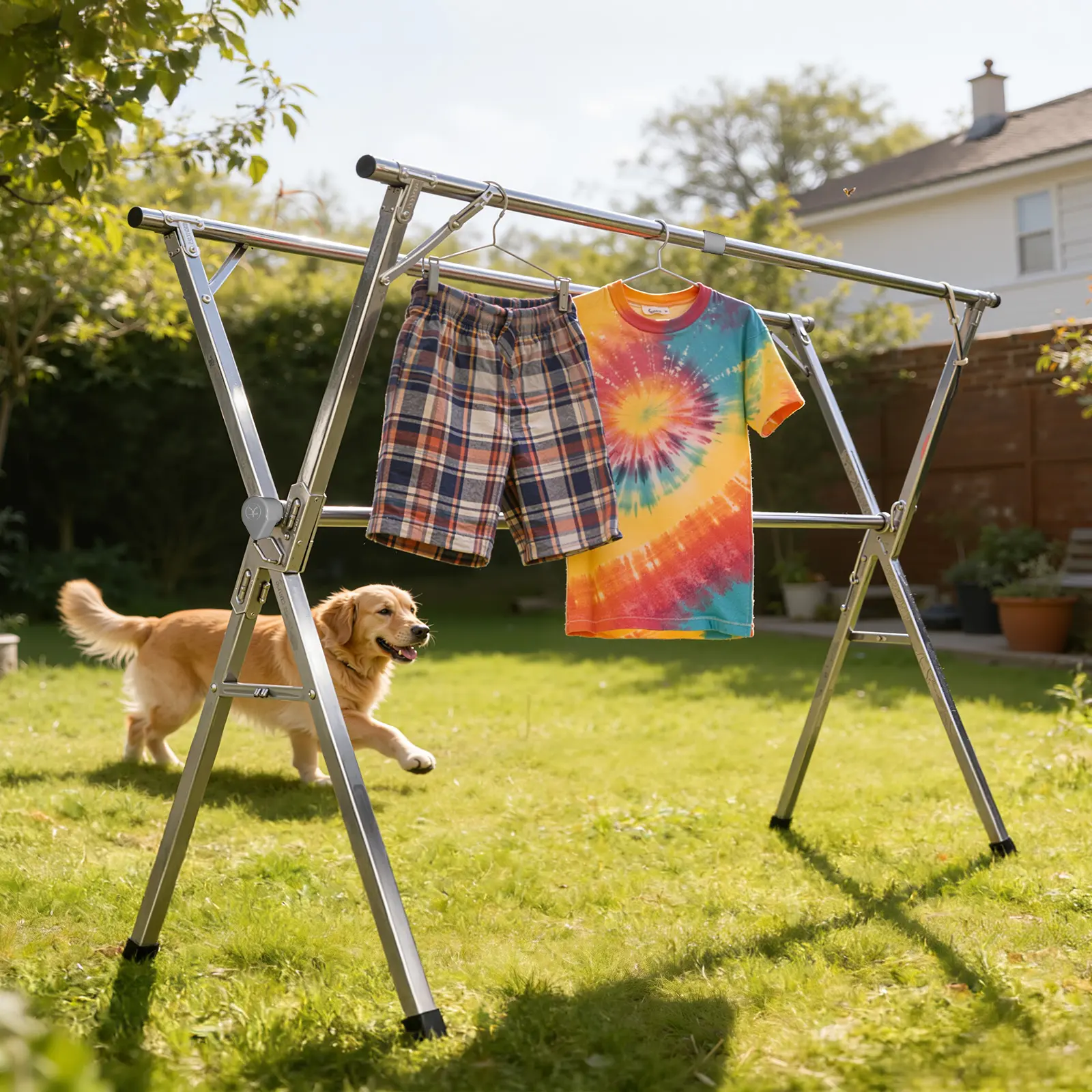 CTIME 78.75in/94.5in Extra Large Foldable Clothes Drying Rack, Extendable Stainless Steel X-Frame Laundry Stand with Sock Clips, Space-Saving Indoor Outdoor Drying Rack，For Balcony, Bedroom & Patio