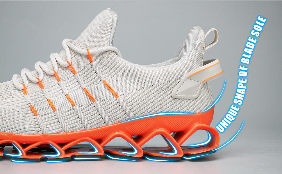 Mens Slip on Walking Running Shoes Blade Tennis Casual Fashion Sneakers Comfort Non Slip Work Sport Athletic Trainers Yellow Runner Training Boy Footwear Closed Bedroom Beige Orange