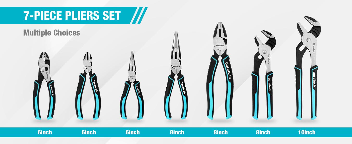 #JumpstartSale DURATECH 7-Piece Pliers Set with Rolling Pouch, Premium Cr-Ni Construction (10", 8" Groove Joint Pliers, 8", 6" Long Needle Nose, 8" Linesman, 6" Slip Joint, 6" Diagonal) for Basic Repair #JumpstartSale DURATECH 7-Piece Pliers Set with Rolling Pouch, Premium Cr-Ni Construction (10", 8" Groove Joint Pliers, 8", 6" Long Needle Nose, 8" Linesman, 6" Slip Joint, 6" Diagonal) for Basic Repair