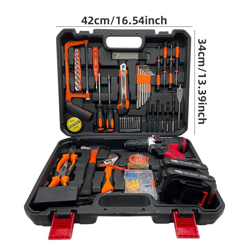 128 pc Tool Set with Power Drill, Cordless Hammer Drill Tool Kit 110Pcs Household Power Tools Drill Set with 21V Li-Ion Battery & Charger for Home Tool Kit 128 pc Tool Set with Power Drill, Cordless Hammer Drill Tool Kit 110Pcs Household Power Tools Drill Set with 21V Li-Ion Battery & Charger for Home Tool Kit
