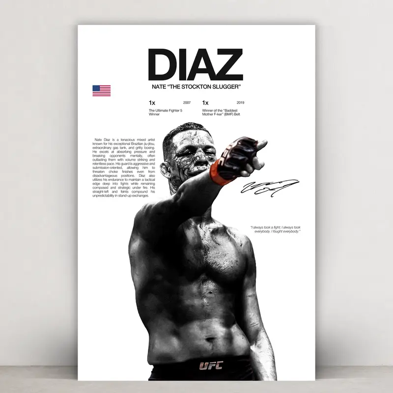 NATE DIAZ - Hardline Series Poster Print Unframed