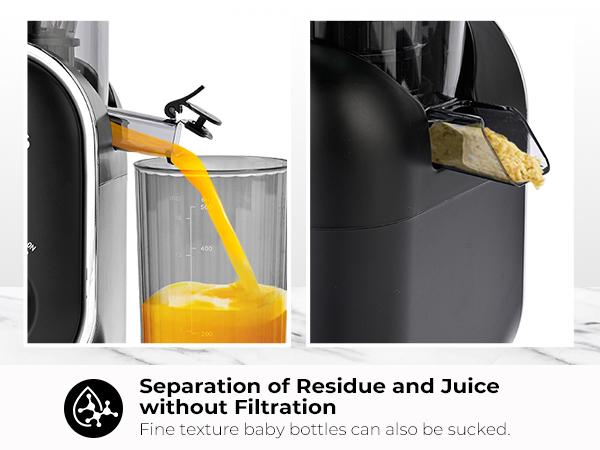 SUSTEAS Cold Press Juicer, 5.3 Inch Large Feed Opening, Slow Masticator Chute, For Whole Vegetables and Fruits, High Yield, Easy to Clean Springtok Steel