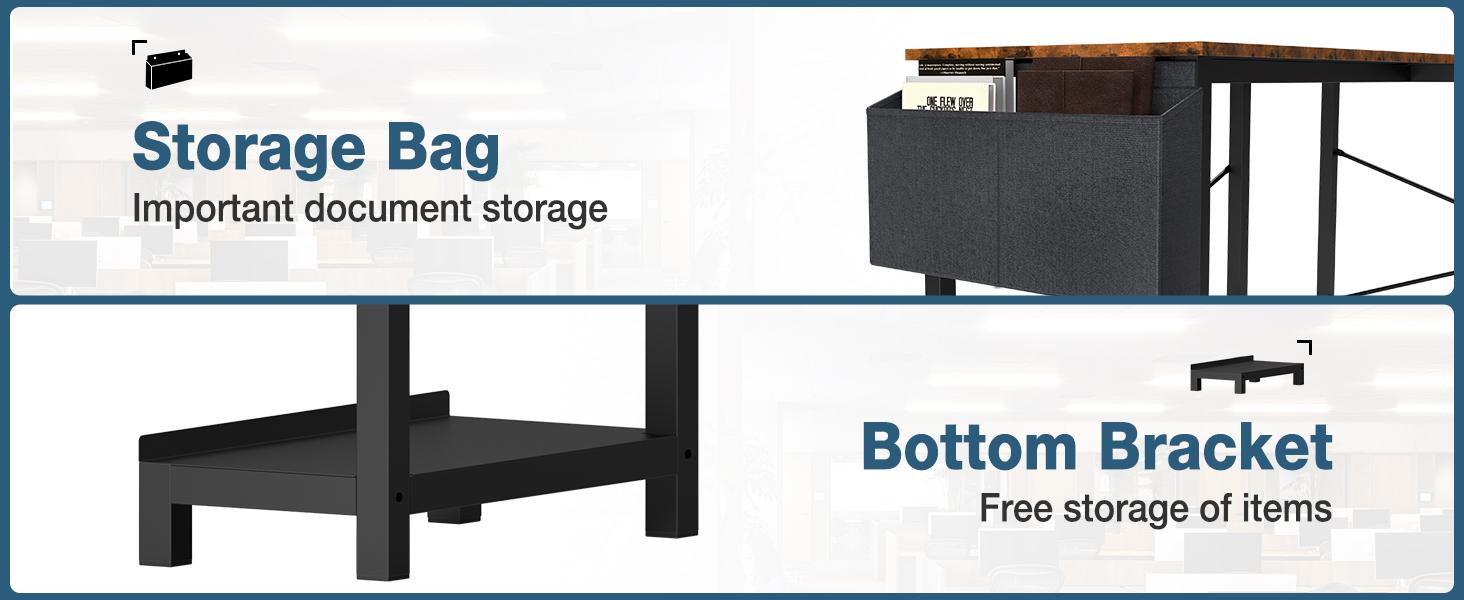 L Shaped Desk - Computer Desk Corner Desks Gaming  PC Table with CPU Stand Side Bag for Home Office Dorm Sturdy Writing Workstation