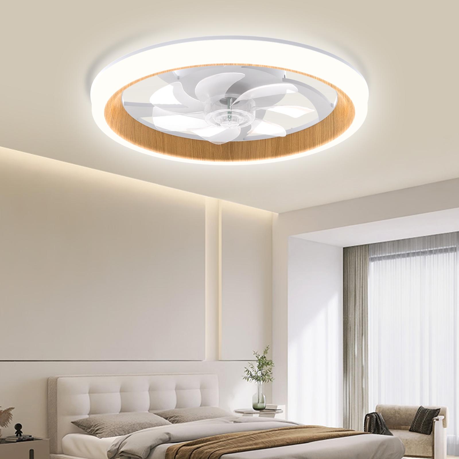 HYPERLITE Ceiling Fan With Light Remote,3 LED Color(3000K/4000K/6500K) Temperature,Timer Setting, 6 Speed Noiseless AC Motor, Adjustable Brightness,Two-in-one Light+Fan,White Fandelier Ceiling Fans for Bedroom,Living room,bathroom,SpringGlowUp