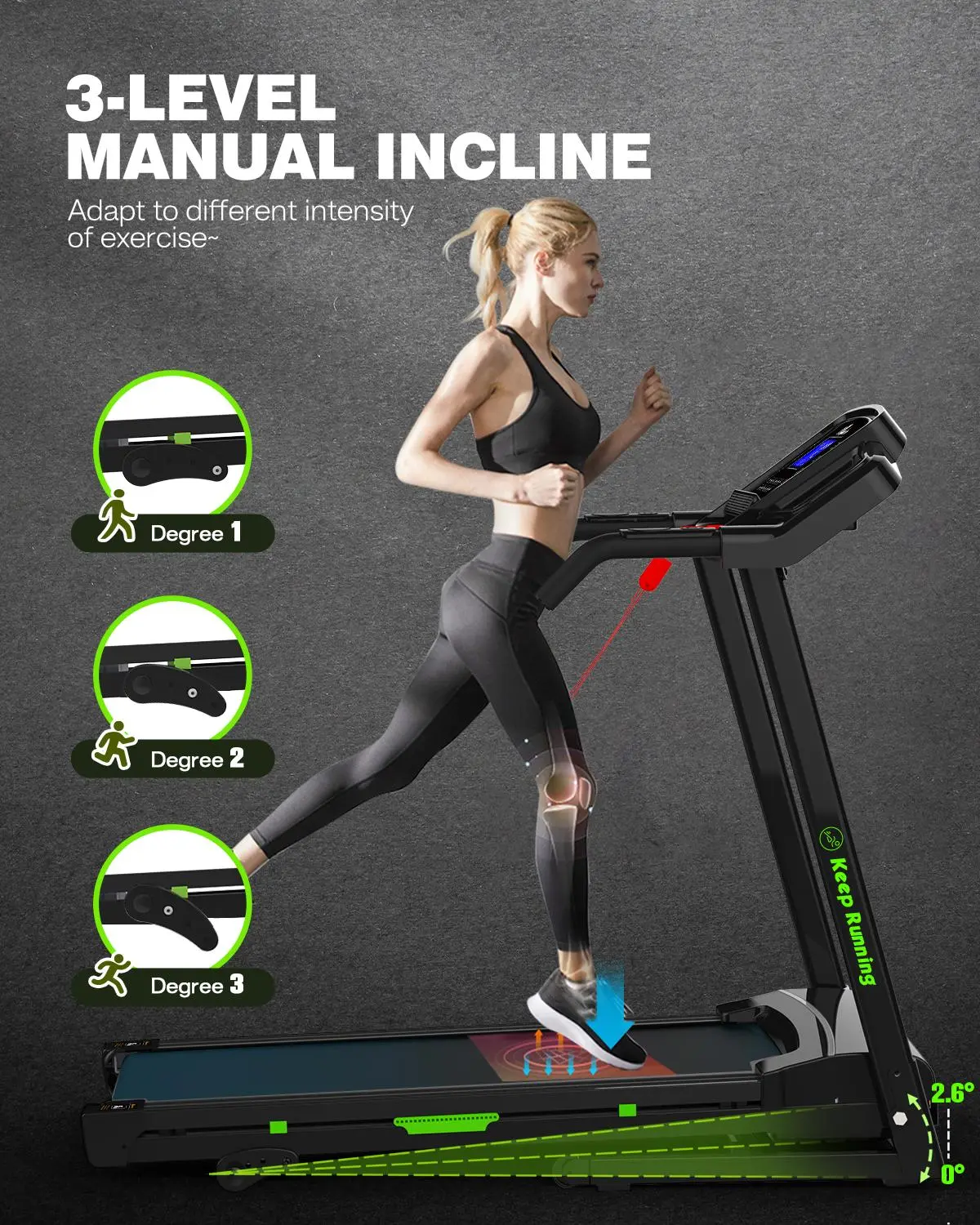 LIVIVOX Compact Collapsible Motorized Treadmill - Home Fitness Equipment for Cardio at Home & Workout, 3.5HP Quiet Motor, 8.5 MPH Speed, 330 lbs Capacity, 3 Manual Inclines, Bluetooth Speakers, Real-Time Fitness Tracking, Easy Assembly