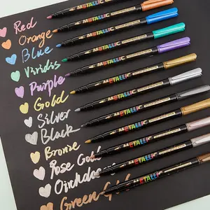 NOLUCK Metallic Markers –Quick-Drying Water-Based, 1mm Fine Tip + Dual Tip Design, Perfect for Art, Sketches, Journaling, Scrapbooking, DIY Crafts, Holiday Gifts, School Stationery Double-Tip Acrylic Paint Pen adhd office accessories mechanical pencil set