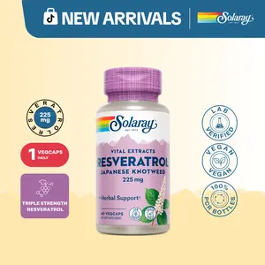 Solaray Triple Strength Resveratrol Capsules – Antioxidant Supplement for Heart Health, Longevity & Cellular Support