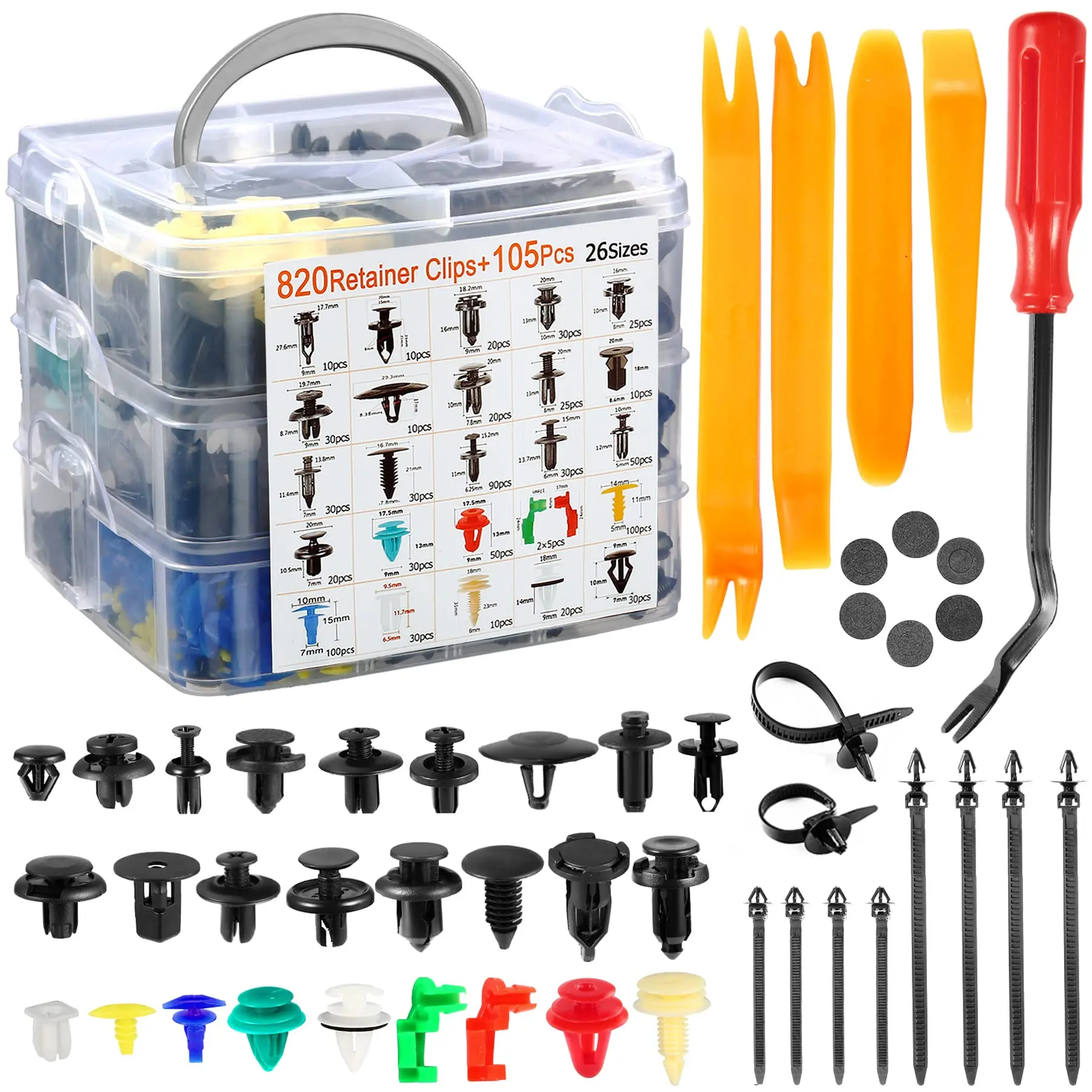925pcs Car Bumper Retainer Clips Plastic Rivets Fasteners Tailgate Rod Clip, 26 Most Popular Sizes Auto Push Pin Rivets Set car push professional car