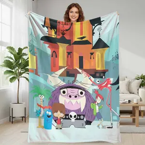 Foster's Home for Imaginary Friends Colorful Cartoon Characters Flannel Blanket Fantasy Monster Print Soft Cozy Warm Lightweight All Season Perfect for Bedroom Living Room Sofa Travel Gift