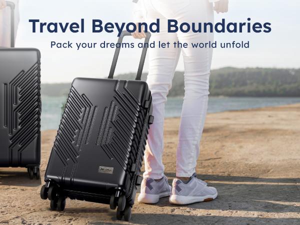 Sophia&William 20" Luggage Aluminum Frame Hard Shell Suitcase TSA Lock Suitcase USB Interface, PC+ABS Spinner