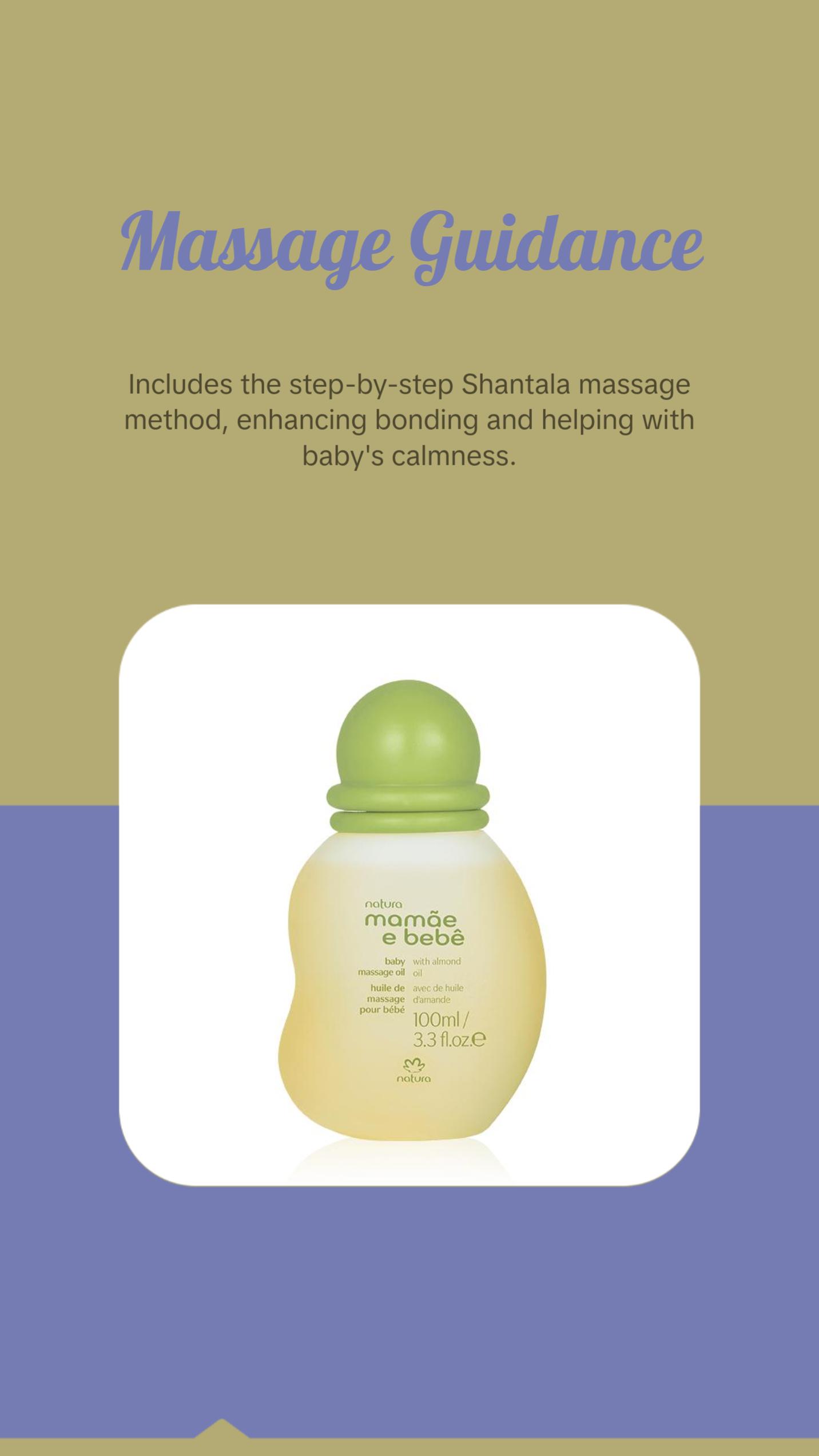 Natura Mamãe e Bebê Baby Massage Oil, Lightweight Vegan Formula, Hydrates & Softens Baby's Sensitive Skin, 3.3 fl oz