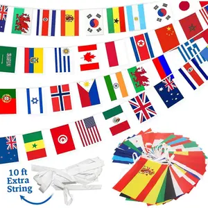 100 Countries String Flag Banner Set- 82Ft International World Flags Bunting Durable Mini Polyester Flags for Party Decorations, Classroom, Sports Events, Olympics, World Cup & Cultural Festival Decor