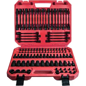 107PCS hex and hex screwdriver socket kit, 1/4 ", 3/8", and 1/2 "drivers, extra long hex/tamper proof hex head/hex ball head, SAE/metric socket kit, S2 alloy steel drill bit