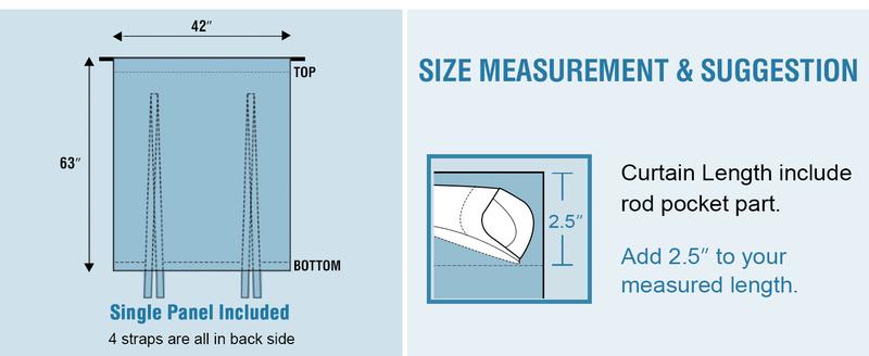 H.VERSAILTEX 100% Blackout Tie Up Curtains for Bedroom Thermal Insulated Kitchen Curtains Rod Pocket Blackout Curtains for Small Window / Bathroom with Black Liner