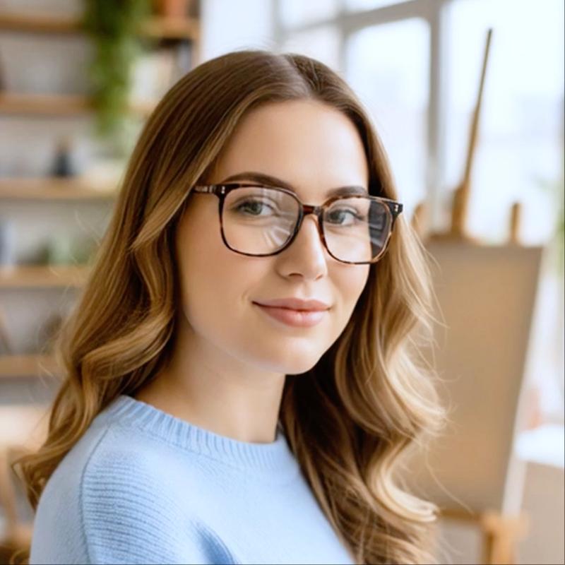 4-Pack Women's Blue Light Blocking Glasses Anti-Round Face Eyewear Set 4 Fashion Frame Colors Internet Celebrity Style Windproof No-Makeup Essential Leopard Pattern Eyeglasses