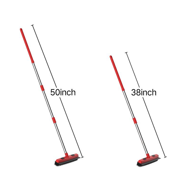 Multi-Functional Pet Hair Removal Broom with Squeegee Edge Adjustable Long Handle Soft Bristles for Indoor Outdoor Multi-Surface Carpet Cleaning Tool Shedding Grooming Kit