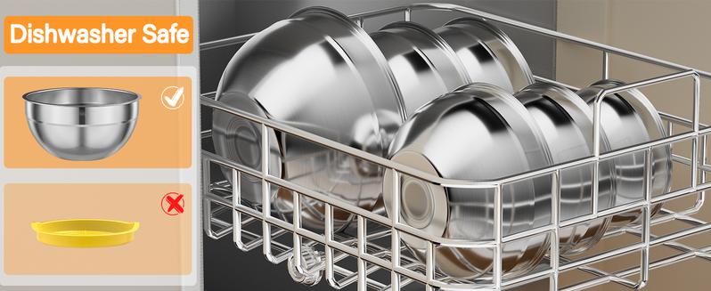 Stainless Steel Mixing Bowls Set with Colorful Lids,6 Piece with 3 Graters,Stackable for Baking Supplies Mixing Bowl,Serving Stackable 4.5QT to 0.7QT