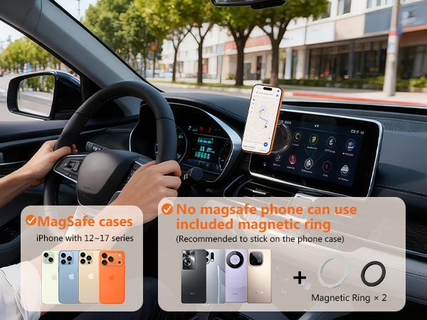 PUTARE Vacuum Magnetic Car Phone Holder Compatible with MagSafe, 360° Rotating Ultra-Strong Suction Cup Mount for Car/Vlog Shooting, Windshield/Dashboard/Wall Stand for All Phone Models, Carbon Fiber Coffee