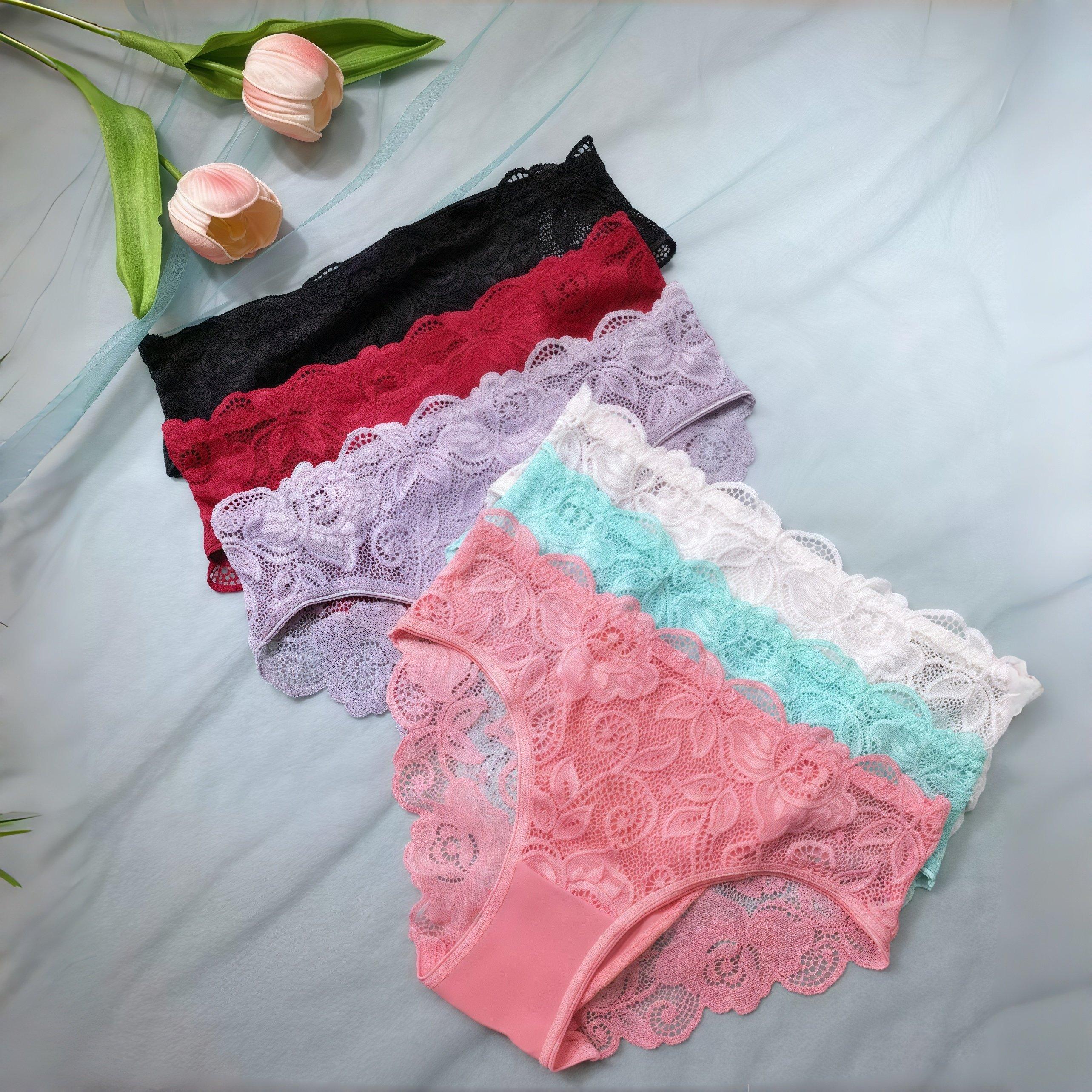 HH   18-piece women's plus-size panties: comfy & simple, soft/skin-friendly, sweat-absorbent & breathable. Wide elastic waist (no tightness/rolling) fits curves; rose-print semi-transparent,  for home/daily commute.Valentine's Day gift Womenswear Style