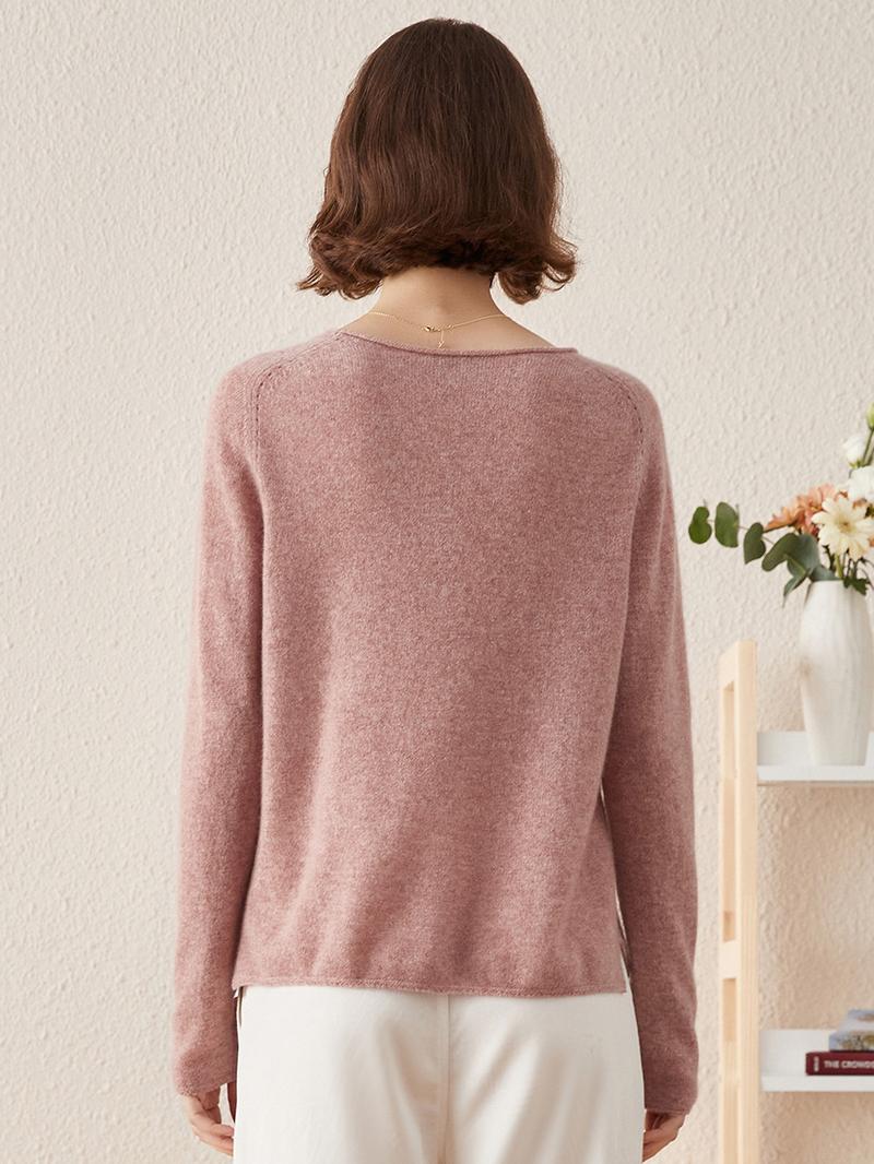 COMOBOCA 100% Cashmere Womenswear Tops, Long Sleeve Regular Fit Knitwear Sweater for Cozy Winter, Lightweight & Figure-Flattering Design, Soft Luxurious Feel