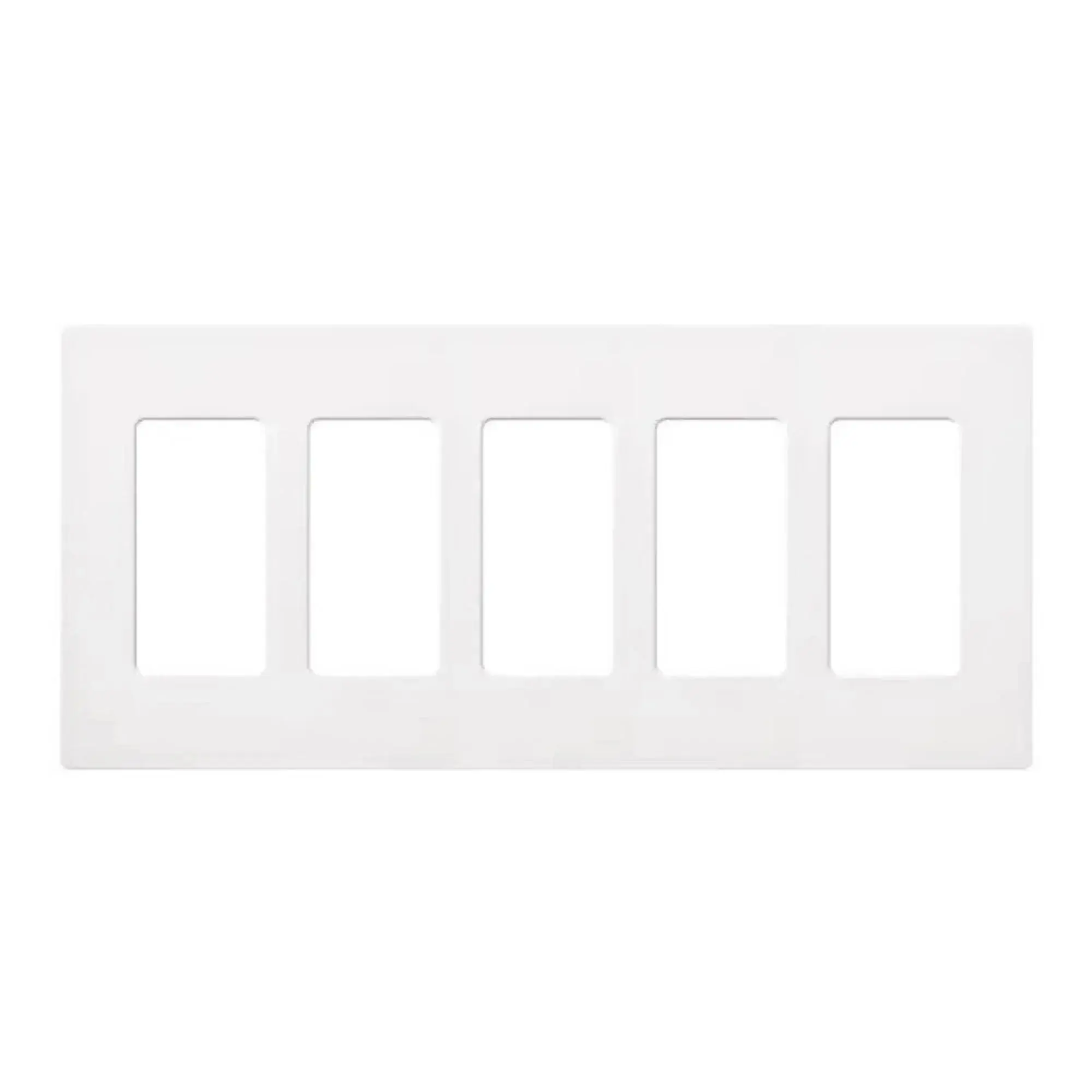 Lutron CW-5-WH Claro Standard 5-Gang Designer Screwless Wall Plate, White
