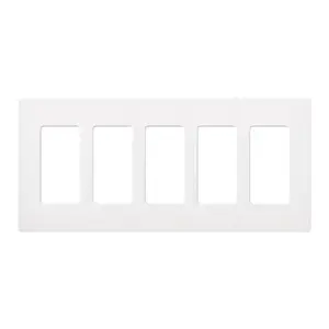 Lutron CW-5-WH Claro Standard 5-Gang Designer Screwless Wall Plate, White