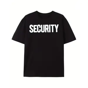 Men'S Security Graphic Crew Neck T-Shirt - Bold White SECURITY Print on Black, Glossy Finish Soft Stretchy Fabric, All-Season Casual & Outdoor Wear, Machine Washable Regular Fit Short Sleeve Tee for Gym, Sports, Parties, Security Work - Comfortable
