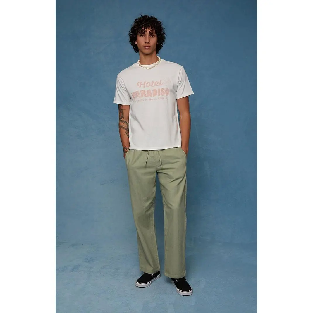 Pacsun Men's Olive Straight Leg Linen Pants