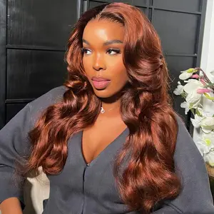 [Limited Deal] OQ HAIR #33 Ginger Colored Body Wave Wigs 220% Density 7x5 Pre-Cut Side Part Glueless Human Hair Wear Go Wigs For Women C Part PrePlucked Hairline Invisible Knots Wigs Pre Colored for Beginner Friendly Wear Go Wigs