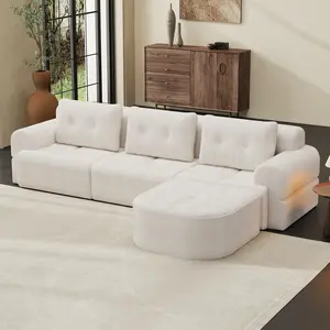 Modular Sectional Sofa Couch with Chaise Full-Foam Structure Compression Packaging Design Woven Texture Upholstery Oversized Modern Sofa for Living Room