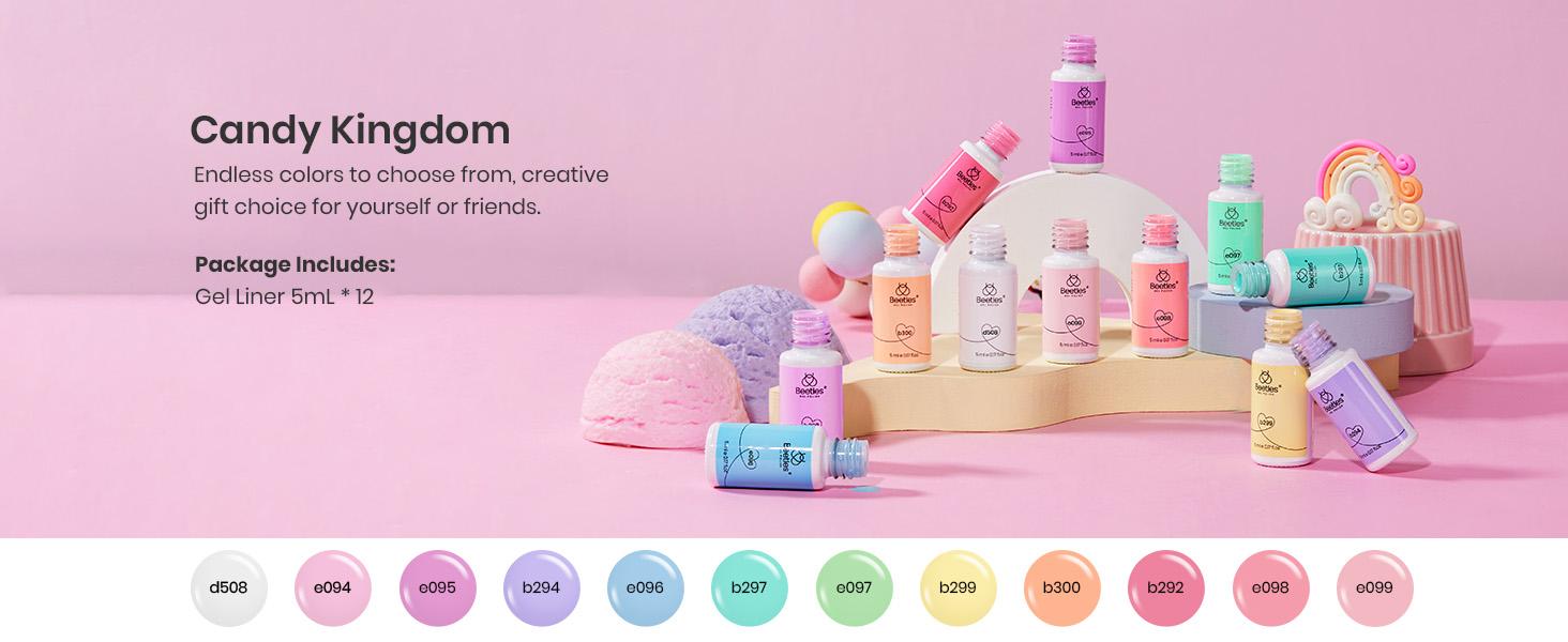 Beetles 12 Colors Liner Gel Polish DIY Nails at home Soak Off Uv Nail Art Manicure Gifts for Women #SpringTok Cutics Cosmetic   Easter'sGift 12Colors Candy Kindom