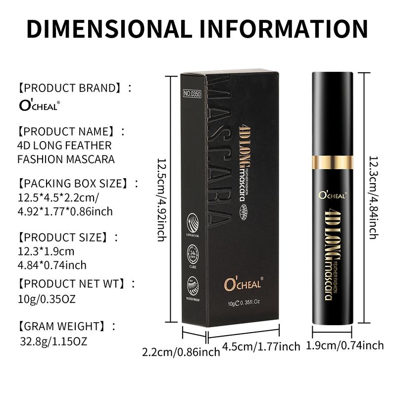 4D Super Long Lashes Mascara - Waterproof, Smudge-Proof & Dramatic Lengthening Formula for Sensitive Eyes, Durable Black Mascara for All Light Beige Types, Enhanced Volume & Length, Smudge-Proof Makeup, Sleek Tube Design, Highquality Finish