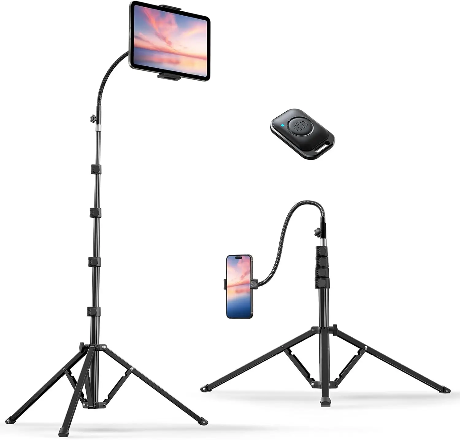【BackToSchool】Weilisi 82" Tall Heavy Duty Phone Stand for Recording, Tablet Stand Holder with 15" Adjustable Gooseneck, Overhead Selfie Tripod for iPhone/iPad/Android for Recording/Live Streaming/Watching/Cooking/Lash Techs