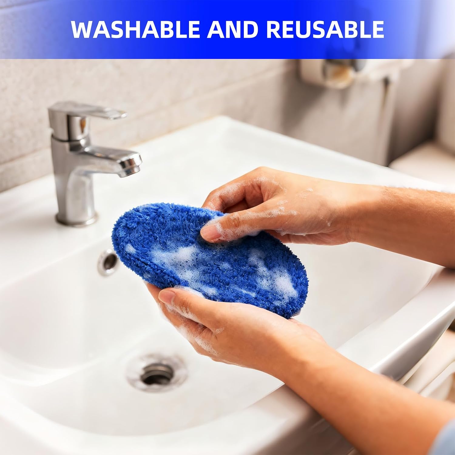 Windshield Cleaner Tool – Upgrade Large Head Car Interior&Exterior Window Cleaning Kit with Extendable Handle & 4 Microfiber Pads, Auto Wiper Brush for Car, Trucks, SUVs, RVs & Home Windows