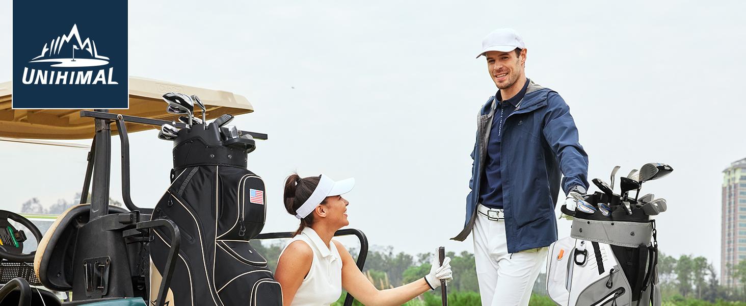 uniHimal 003 T-Lock Silent Golf Cart Bag with 14 Way Organizer Divider Top, Oversized Grips Well, Premium Soundless Cart Bag with Handles and Rain Cover