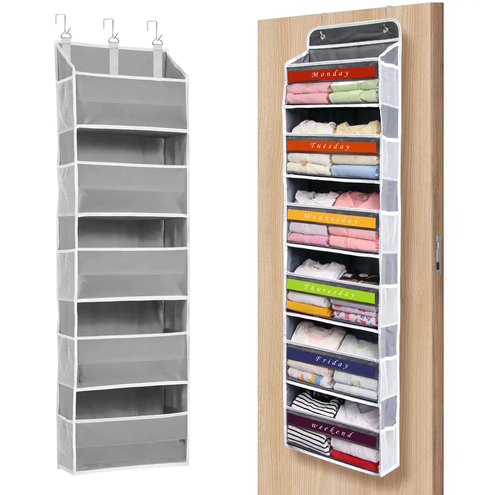 Over The Door Organizer Storage 6 Tier Hanging Organizer with 6 Large Pockets Clear Mesh Side Pockets Anti Tilt Design 44 lb Capacity Space Saver for Bedroom Bathroom Kitchen Pantry Food Storage,#SummerWins #DealsForYouDays