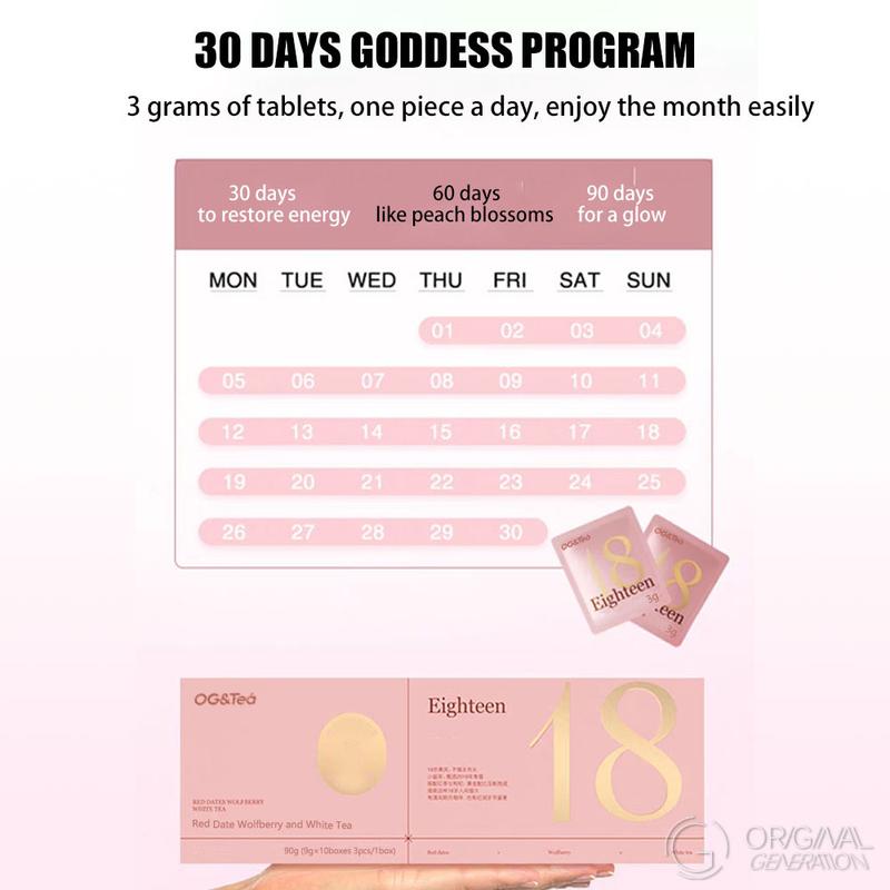 Forever 18 Tea Blue&Pink  (90g  3g×3packs×10 boxes)(red dates, wolfberry,Shoumei white tea)  (Shoumei white tea, black wolfberry, astragalus)