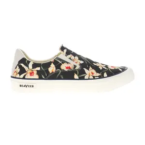 SeaVees Mens Hawthorne Magnum Floral Slip On Sneakers Shoes Casual - Black