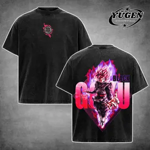 [Yūgen Store] Black G0ku DBZ Retro Acid Washed Oversized Hoodie & T-Shirt, Heavyweight Cotton Unisex Anime Manga Tee, Anime Merch, Menswear Streetwear, Gift For Anime Fan.