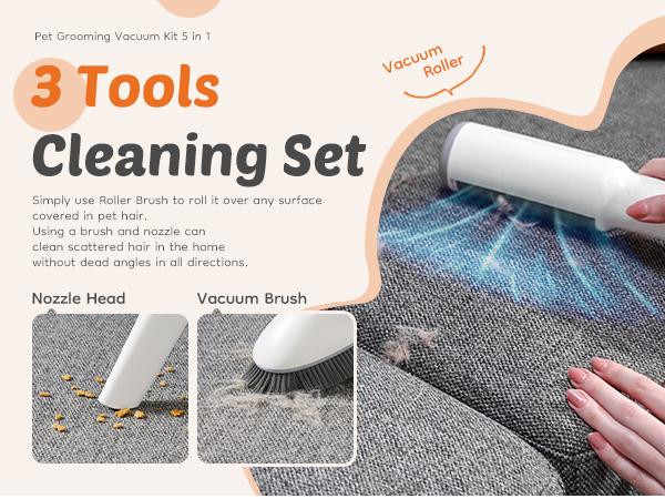 Professional Pet Grooming Vacuum Kit with Cordless Low Noise Dog Clippers and 5 Groomer Tools for Cats and Dogs