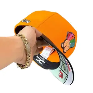 Orange Graphic Snapback Hat – Streetwear Poker Card Baseball Cap for Men Women