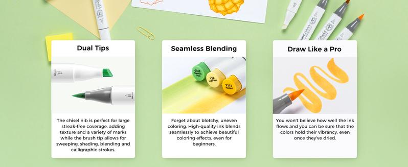 Ohuhu Alcohol Markers: Brush & Chisel /Fine - 48-Color - Double Tipped Art Marker Set for Artist Adults Cozy Coloring Illustrations - Dual Tips - Refillable - AP Certificated - Honolulu & B Series of Ohuhu