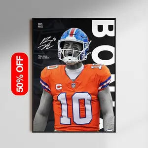 Bo Nix Poster, Football Quarterback Wall Art, NFL Rookie Print, Denver Broncos Poster, QB Gift, Football Digital , NFL Poster Print