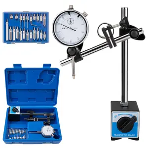 Dial Indicator with Magnetic Base 0-1" × 0.001" Precision Dial Test Indicator Set Adjustable Long Arm Magnetic Base Holder for Workshop Lab & Mold Making