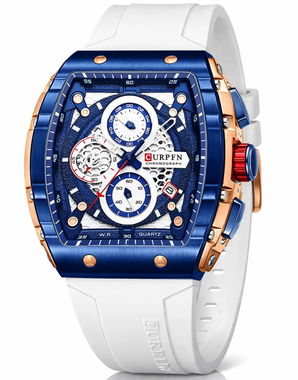 PASOY Men's Bold Look Quartz Watch - Alloy Case, Hardlex Glass, Slide Rule, Date, Chronograph, Silicone Rubber Strap, Secure Clasp, 30M - 50M Waterproof, Analog, 12 Months Warranty for Gym & Outdoor Wear