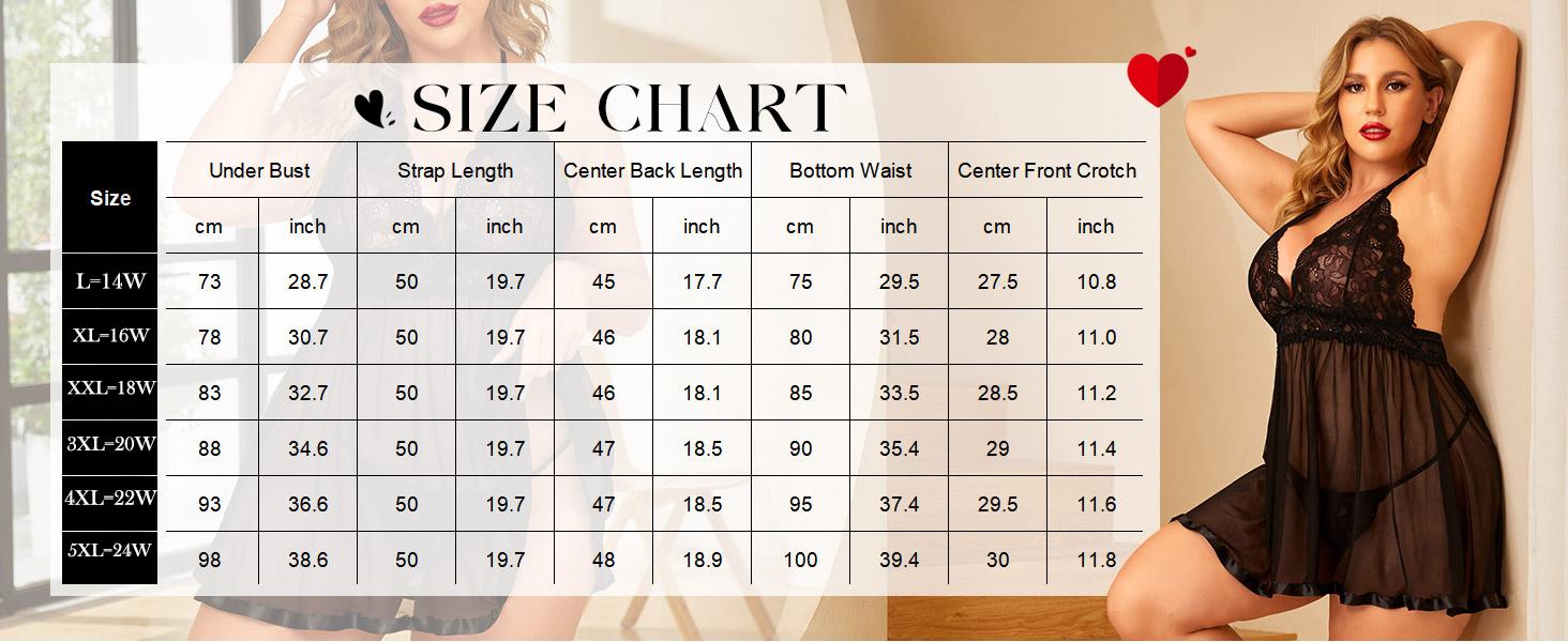 Avidlove Women Plus Size Hot Lingerie Lace Chemise Mesh Sleepwear