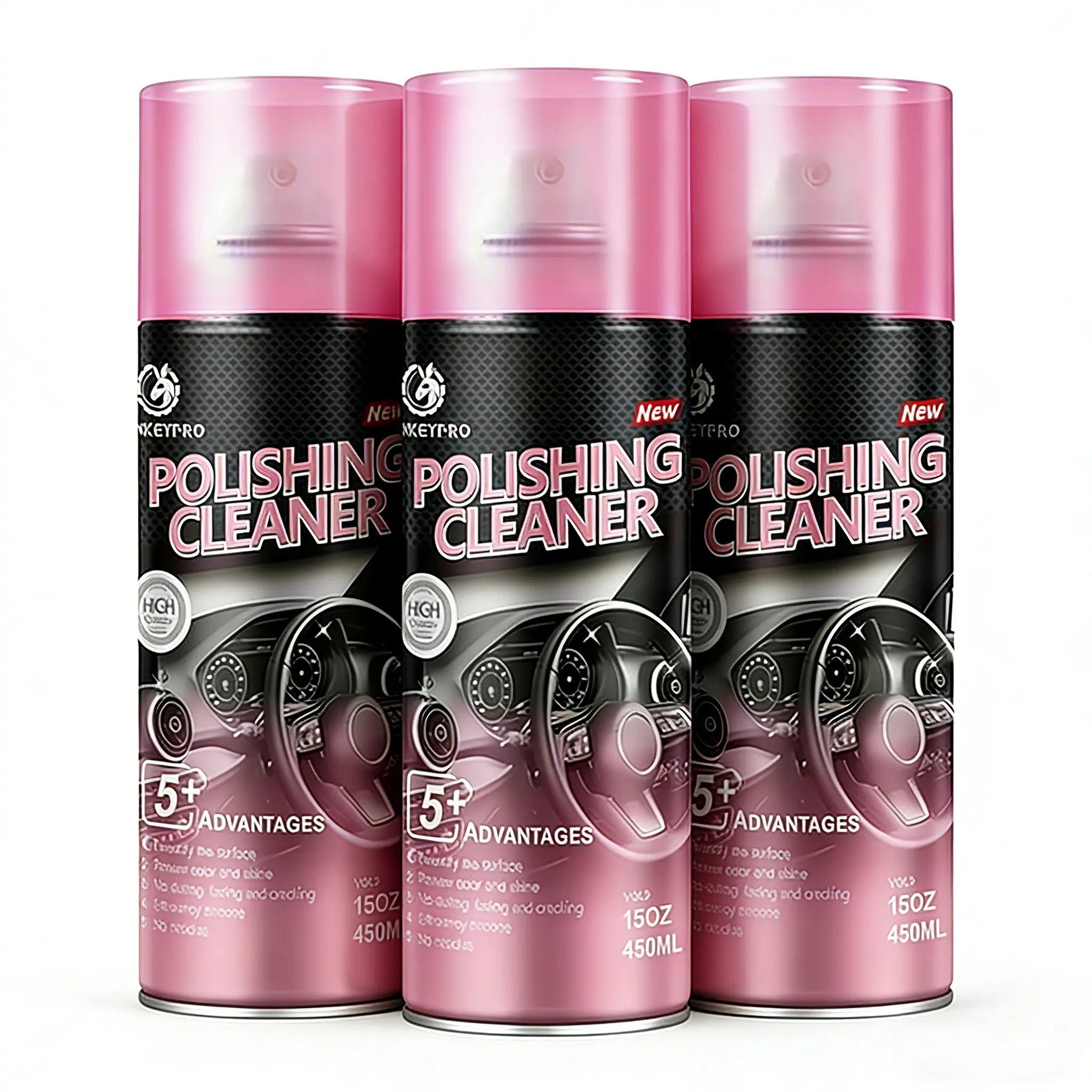 DONKEYPRO 15 oz Car Interior Spray Cleaner - Upholstery Cleaner, Plastic Care, Quick Detailer, Waxes, Wipe On, Polished Coat Look, Anti-Aging, UV Protection Car Detailing Accessories, Interior Detailing Kit