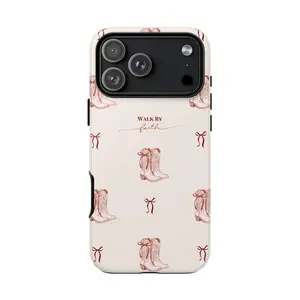 Christian Tough Phone Case, Walk By Faith Western Boots Phone Case,premium phone case gift choice  11-17 pro max shockproof mobile phone case outdoorfun Durable Protection